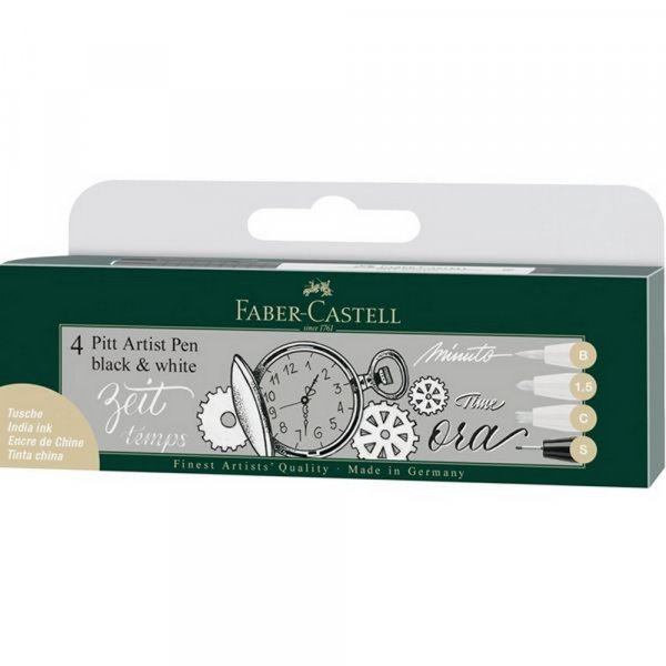 Tekenpennenset Faber-Castell PITT 4 pennen - Zwart & Wit